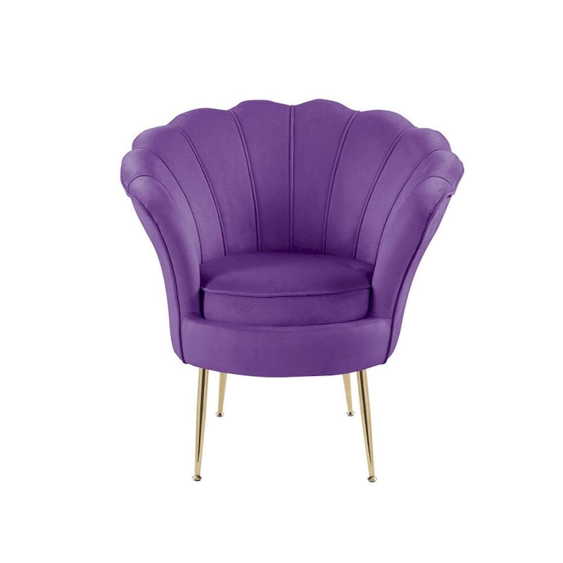Fauteuil d'appoint cylindrique à dossier festonné en velours et pieds en métal