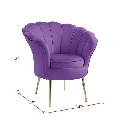 Fauteuil d'appoint cylindrique à dossier festonné en velours et pieds en métal