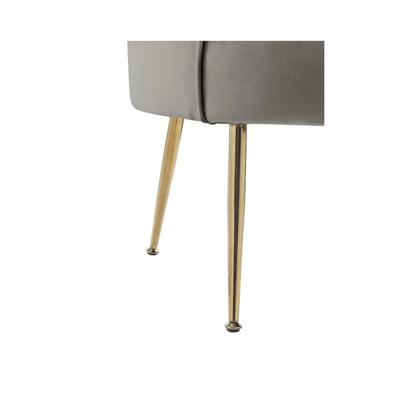Fauteuil d'appoint cylindrique à dossier festonné en velours et pieds en métal