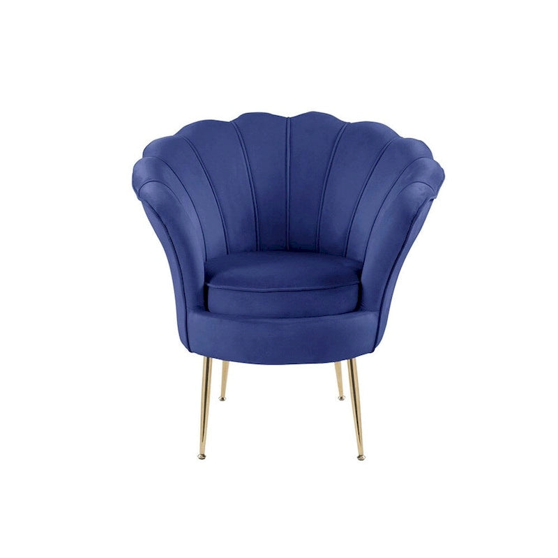 Fauteuil d'appoint cylindrique à dossier festonné en velours et pieds en métal
