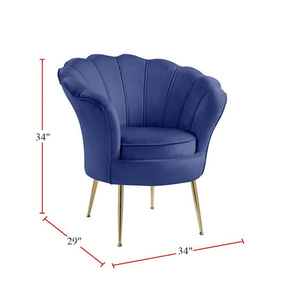 Fauteuil d'appoint cylindrique à dossier festonné en velours et pieds en métal