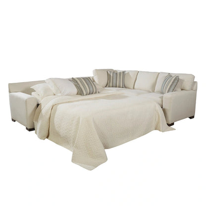 Canapé-lit d'angle Kobe couleur crème avec matelas Queen en mousse à mémoire de forme et gel