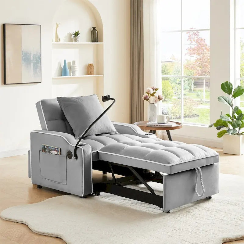 Canapé-lit convertible avec port USB et porte-gobelets