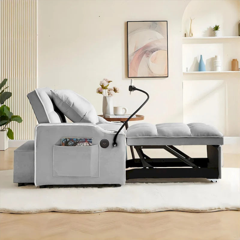 Canapé-lit convertible avec port USB et porte-gobelets