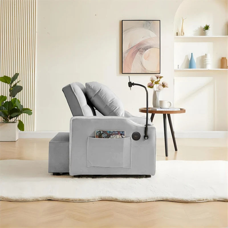 Canapé-lit convertible avec port USB et porte-gobelets