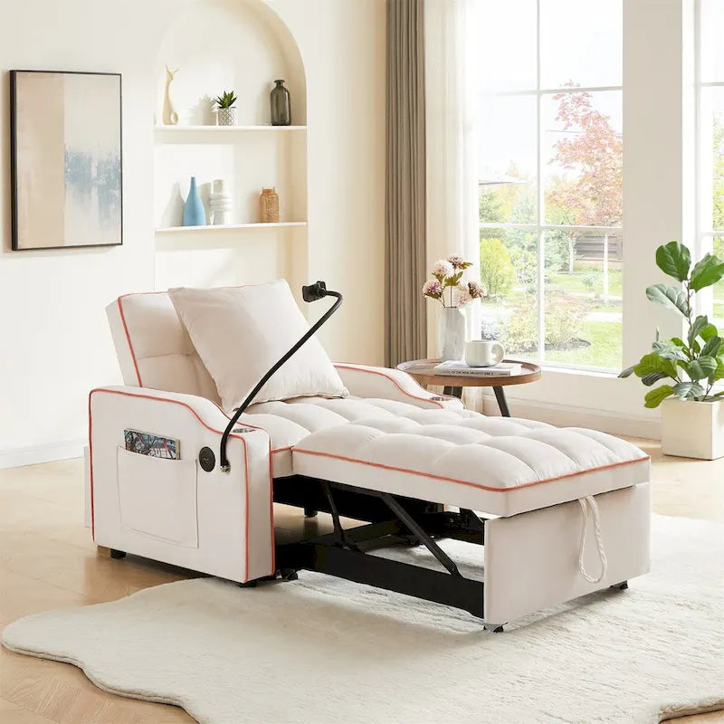 Canapé-lit convertible avec port USB et porte-gobelets