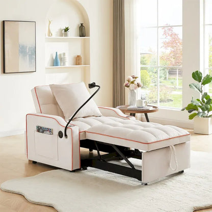 Canapé-lit convertible avec port USB et porte-gobelets