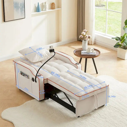 Canapé-lit convertible avec port USB et porte-gobelets