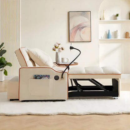 Canapé-lit convertible avec port USB et porte-gobelets