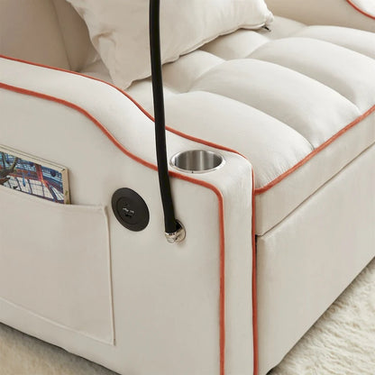 Canapé-lit convertible avec port USB et porte-gobelets