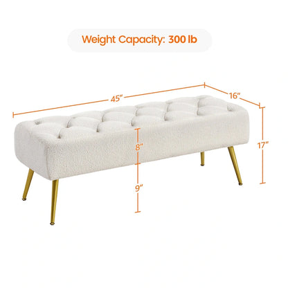 Yaheetech Repose-pieds capitonné en velours, pouf, table et banc - 451617