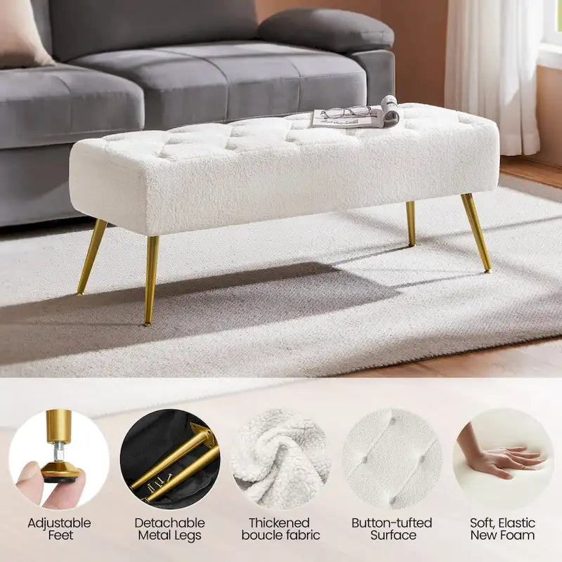 Yaheetech Repose-pieds capitonné en velours, pouf, table et banc - 451617