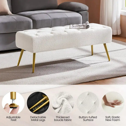 Yaheetech Repose-pieds capitonné en velours, pouf, table et banc - 451617