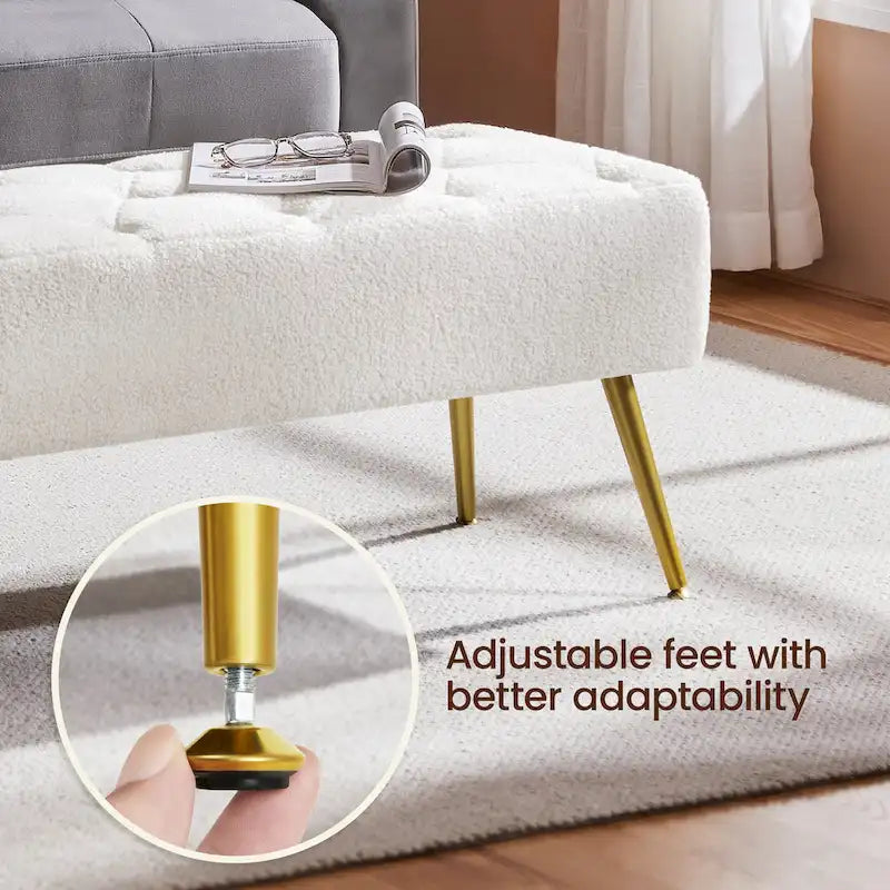 Yaheetech Repose-pieds capitonné en velours, pouf, table et banc - 451617