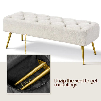 Yaheetech Repose-pieds capitonné en velours, pouf, table et banc - 451617