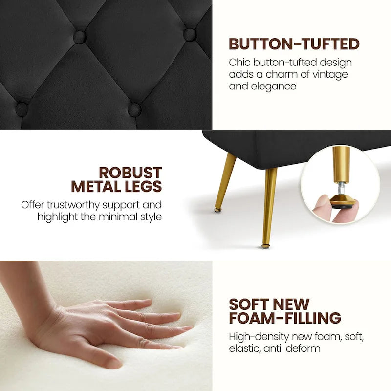 Yaheetech Repose-pieds capitonné en velours, pouf, table et banc - 451617