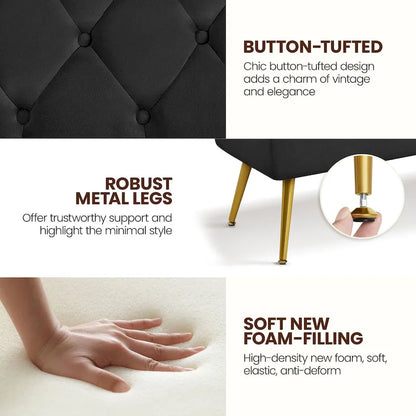 Yaheetech Repose-pieds capitonné en velours, pouf, table et banc - 451617