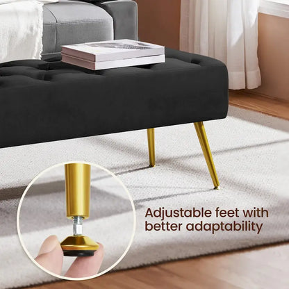 Yaheetech Repose-pieds capitonné en velours, pouf, table et banc - 451617