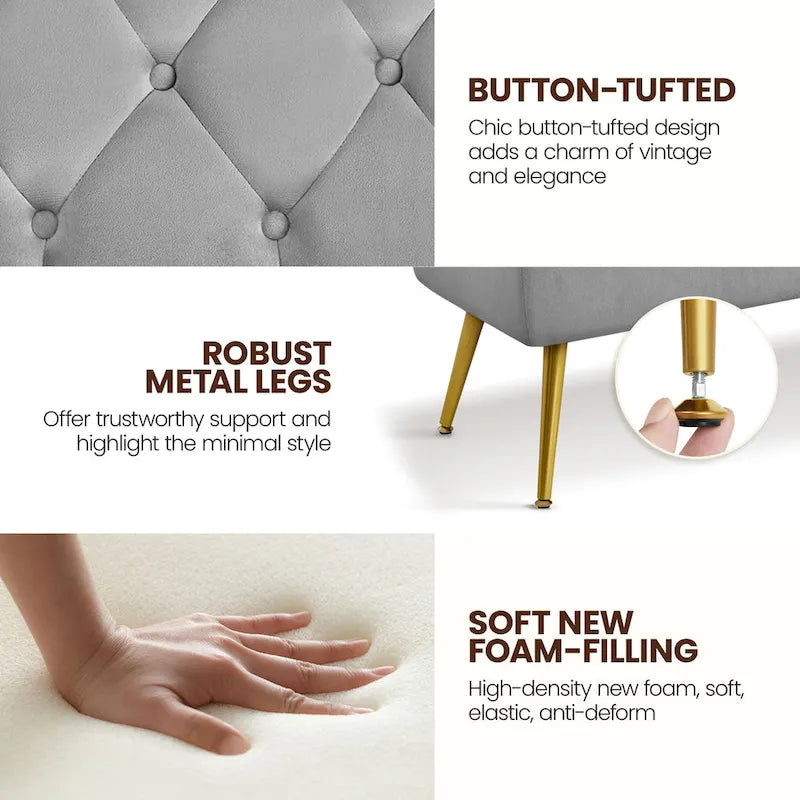 Yaheetech Repose-pieds capitonné en velours, pouf, table et banc - 451617