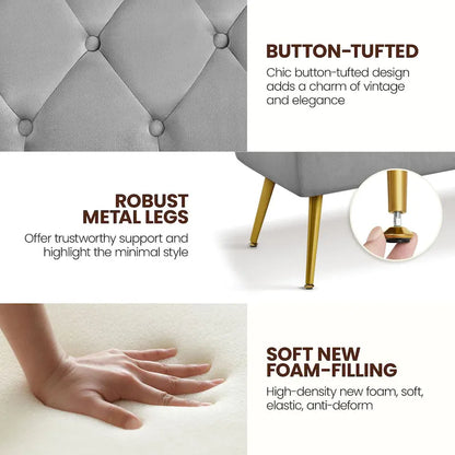Yaheetech Repose-pieds capitonné en velours, pouf, table et banc - 451617