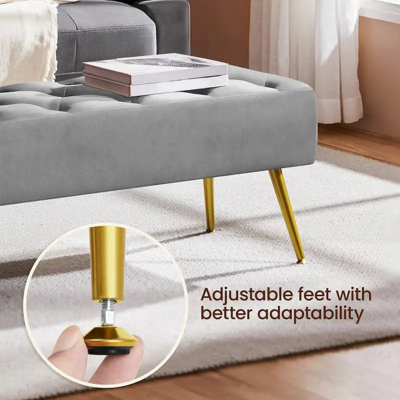 Yaheetech Repose-pieds capitonné en velours, pouf, table et banc - 451617