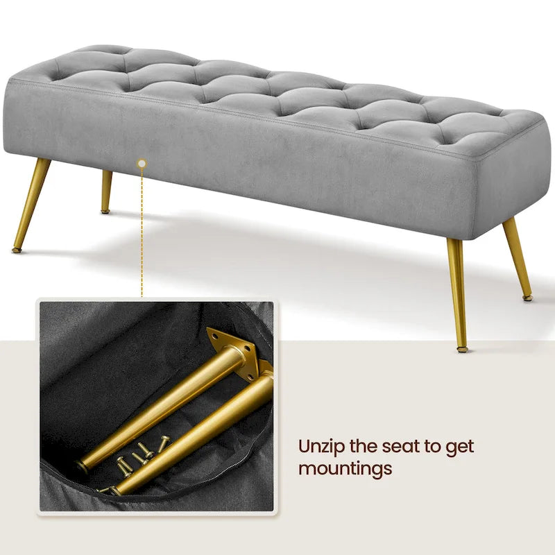 Yaheetech Repose-pieds capitonné en velours, pouf, table et banc - 451617