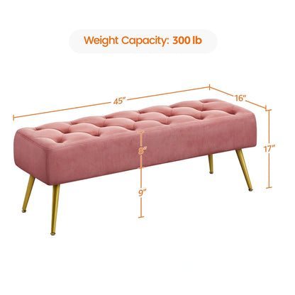 Yaheetech Repose-pieds capitonné en velours, pouf, table et banc - 451617