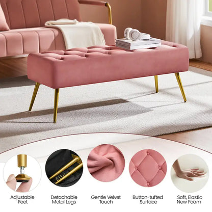 Yaheetech Repose-pieds capitonné en velours, pouf, table et banc - 451617