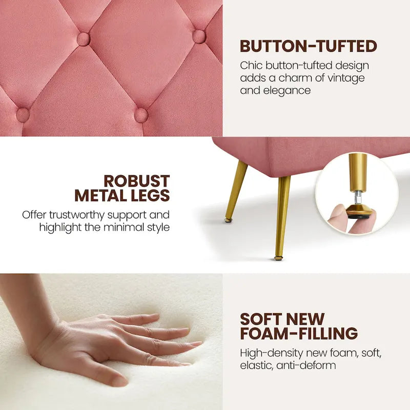 Yaheetech Repose-pieds capitonné en velours, pouf, table et banc - 451617