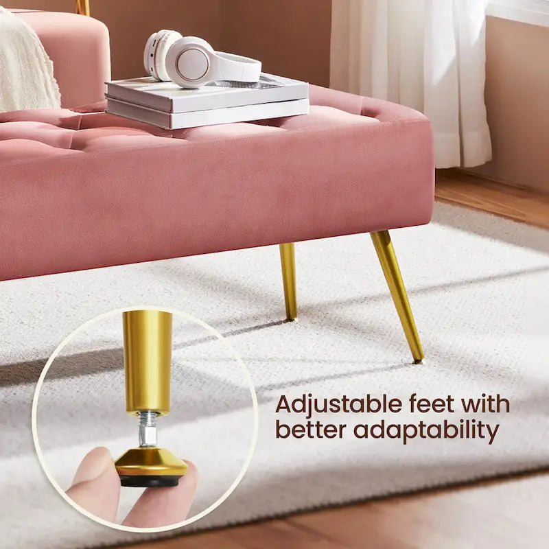 Yaheetech Repose-pieds capitonné en velours, pouf, table et banc - 451617