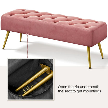 Yaheetech Repose-pieds capitonné en velours, pouf, table et banc - 451617
