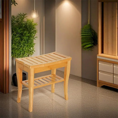 Banc de douche long en bambou