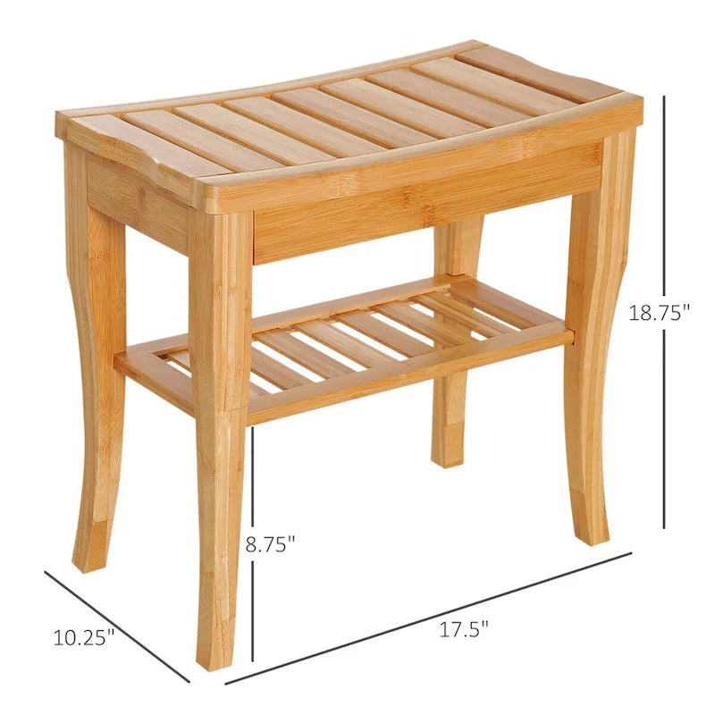 Banc de douche long en bambou
