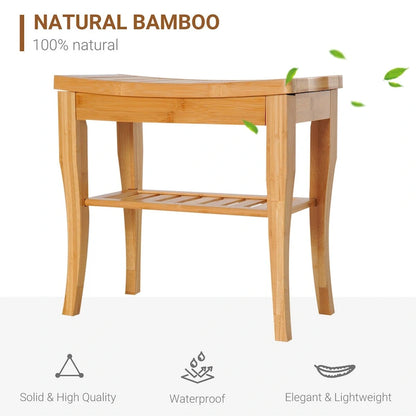 Banc de douche long en bambou