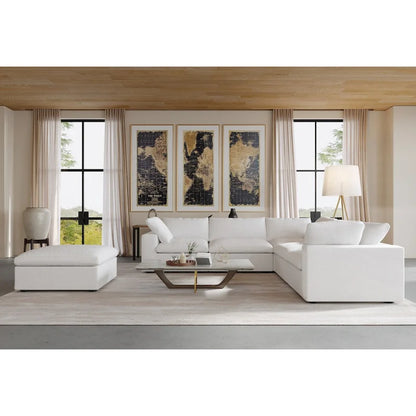 Canapé d'angle modulable Cloud, 6 places, avec coussins et pouf.