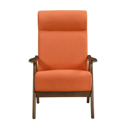 Fauteuil d'appoint Mary 32 pouces, lin polyester orange, bois massif