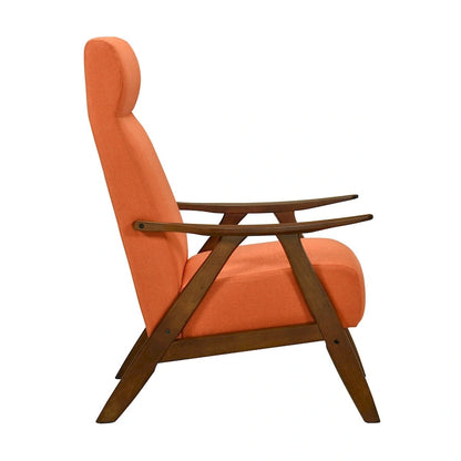 Fauteuil d'appoint Mary 32 pouces, lin polyester orange, bois massif