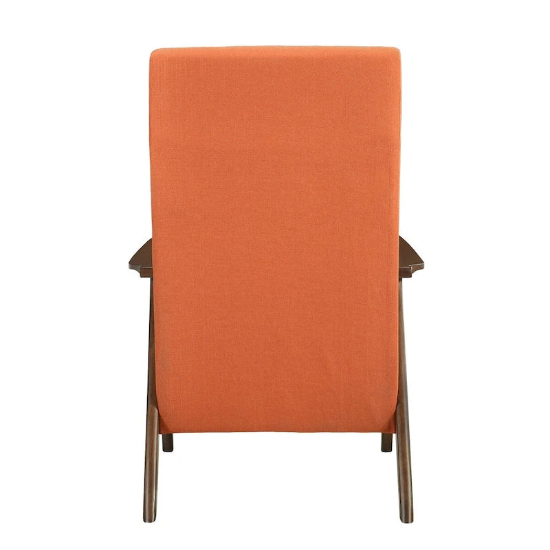 Fauteuil d'appoint Mary 32 pouces, lin polyester orange, bois massif