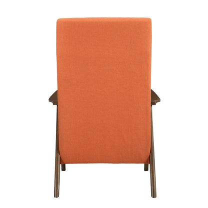 Fauteuil d'appoint Mary 32 pouces, lin polyester orange, bois massif