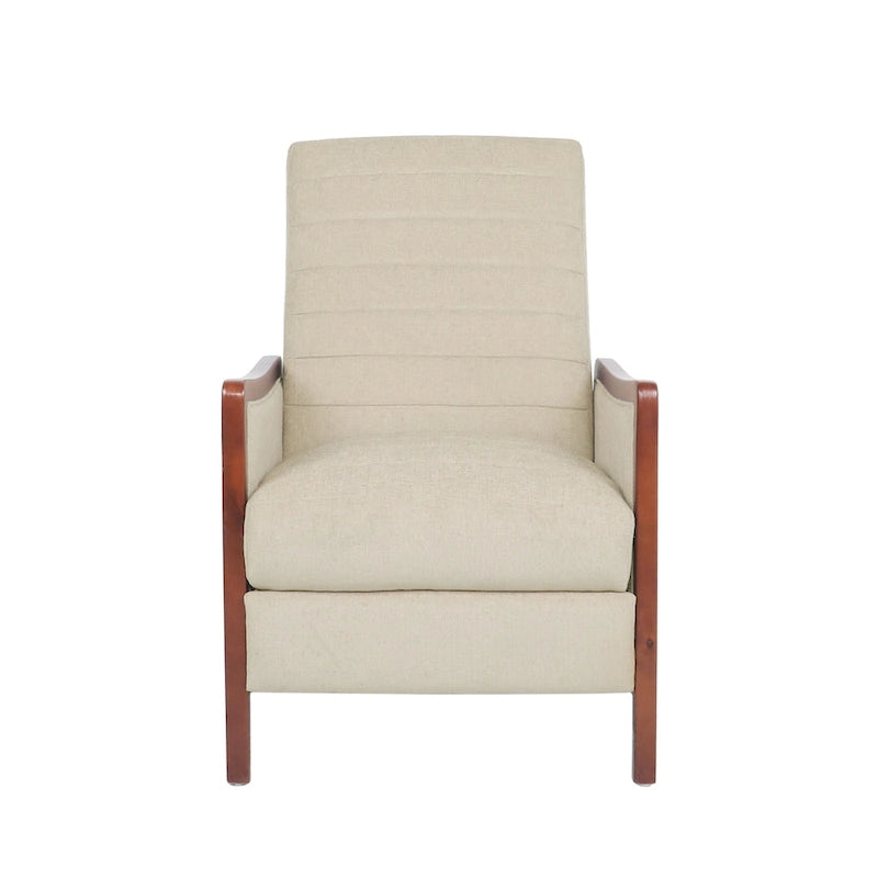 Fauteuil inclinable en bois avec dossier à piquage en tissu style moderne du milieu du siècle