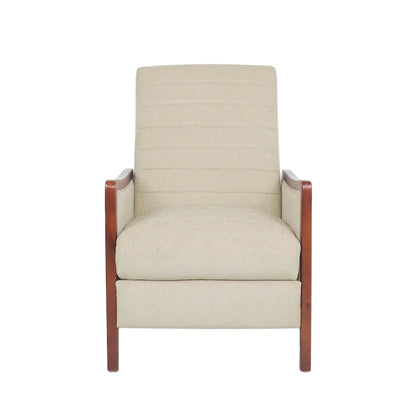 Fauteuil inclinable en bois avec dossier à piquage en tissu style moderne du milieu du siècle