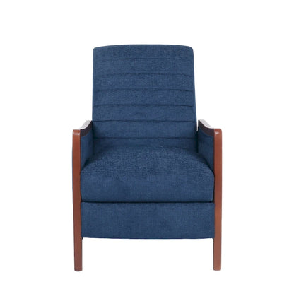Fauteuil inclinable en bois avec dossier à piquage en tissu style moderne du milieu du siècle