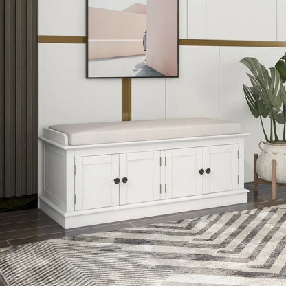 Banc de rangement d'entrée avec 4 portes et étagères réglables