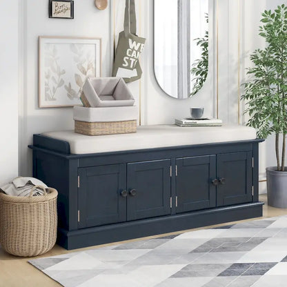 Banc de rangement d'entrée avec 4 portes et étagères réglables