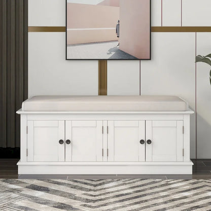 Banc de rangement d'entrée avec 4 portes et étagères réglables