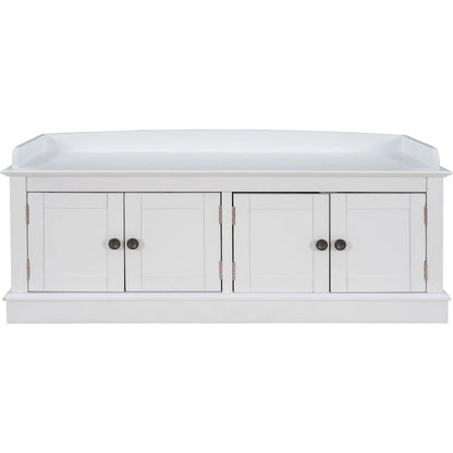 Banc de rangement d'entrée avec 4 portes et étagères réglables