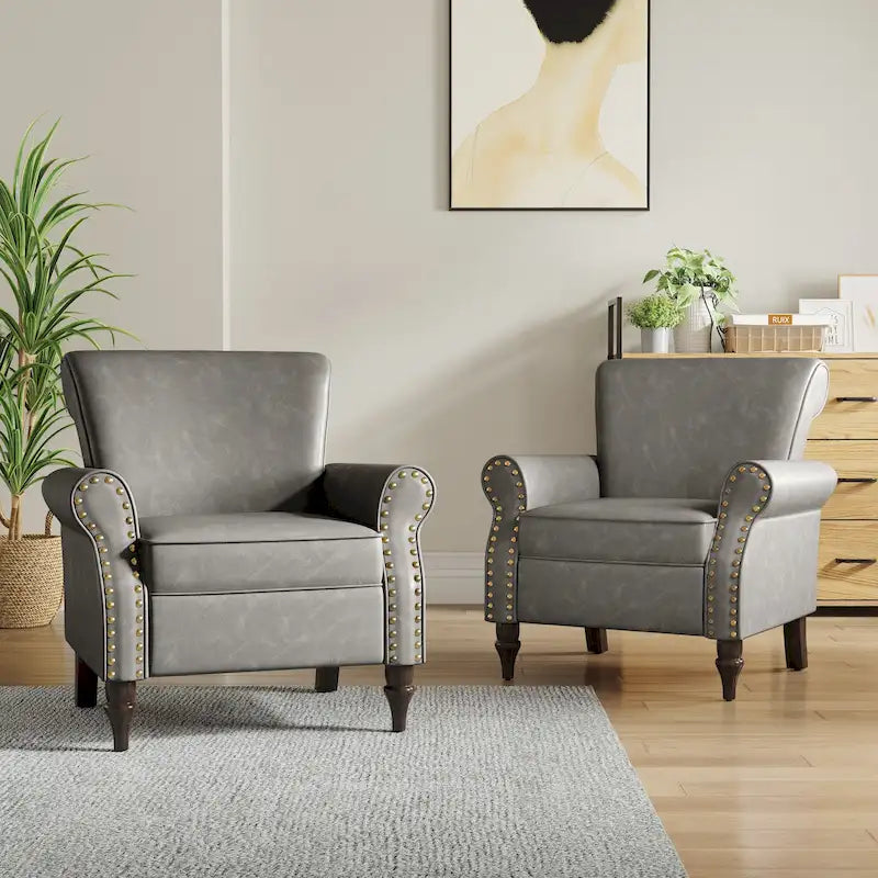 Ensemble de 2 fauteuils d'appoint en similicuir avec clous décoratifs