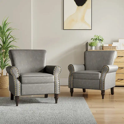 Ensemble de 2 fauteuils d'appoint en similicuir avec clous décoratifs