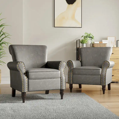 Ensemble de 2 fauteuils d'appoint en similicuir avec clous décoratifs