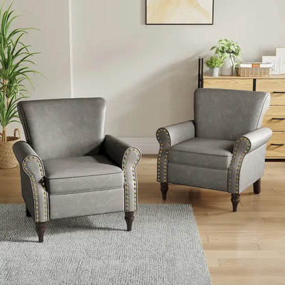 Ensemble de 2 fauteuils d'appoint en similicuir avec clous décoratifs